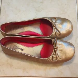 Sam Edelman gold metallic leather ballet flats, size 6.5